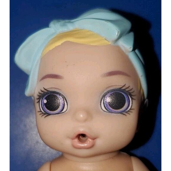 4 Inch Zapf Creations Baby Surprise Blue Bow Purple Eyes Diaper Collectible - Picture 2 of 8